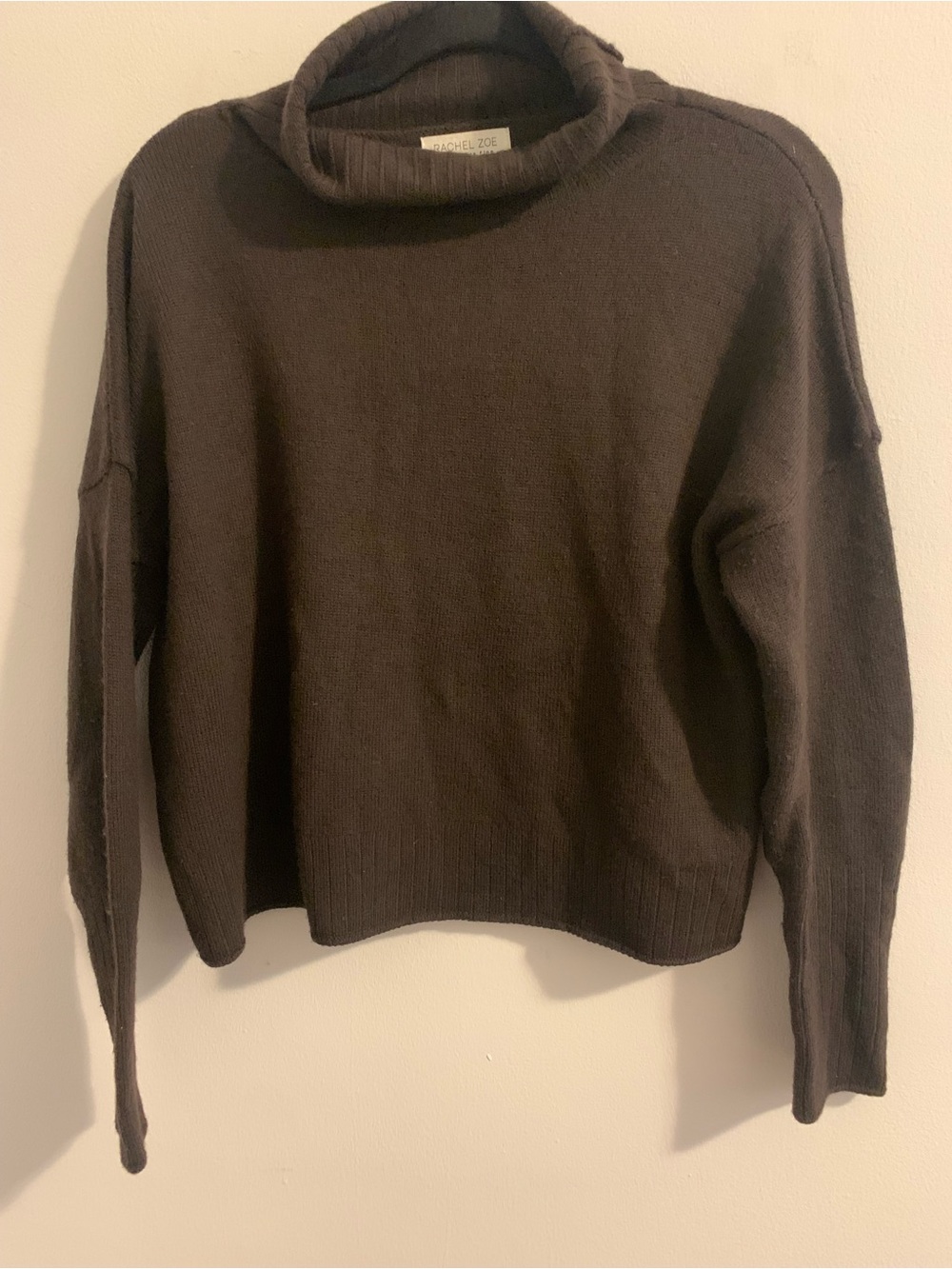 Rachel Zoe Dark Brown Turtleneck Sweater Extra Fine Merino Wool for Women